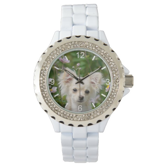 Reloj De Pulsera Foto de cachorro de perro chihuahua - placa de mar (Anverso)
