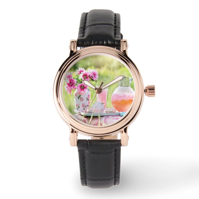 Reloj De Pulsera Foto de limonada rosa (Anverso)