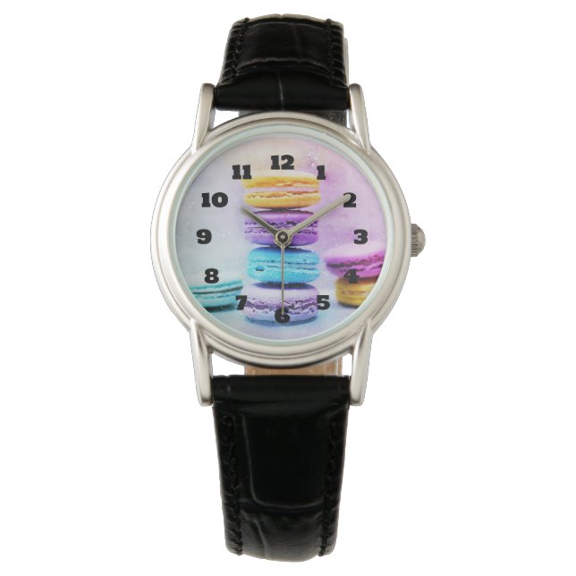 Reloj De Pulsera Foto de los coloridos Macarones Deliciosos (Anverso)