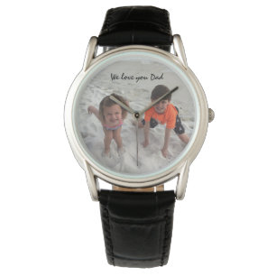 Reloj De Pulsera Foto De Niños personalizados Para Papá Negro
