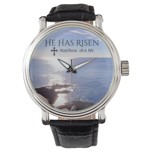 Reloj De Pulsera Foto de Ocean Christ elevó la Biblia Verse Easter (Anverso)