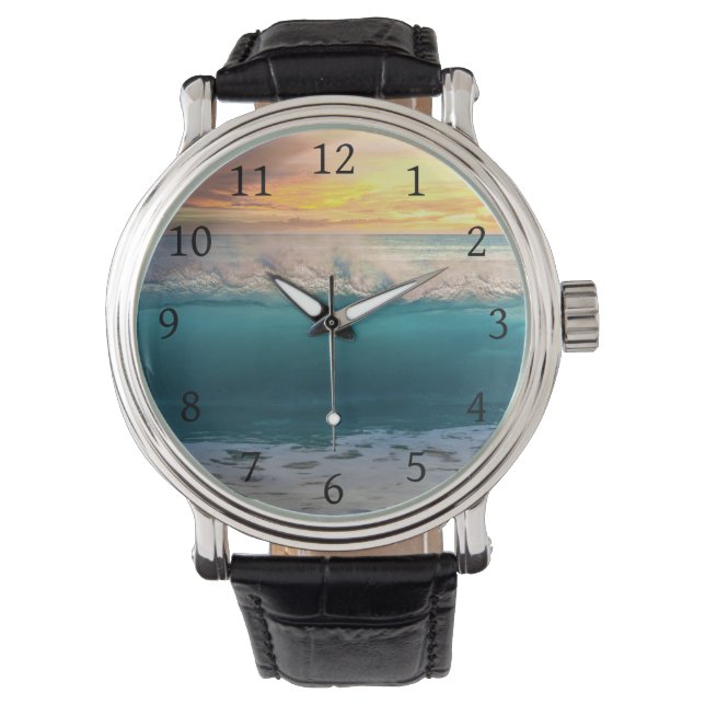 Reloj De Pulsera Foto de Ocean Sunset Beach 193 (Anverso)