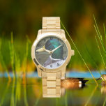 Reloj De Pulsera Foto de pato mallard con cabeza verde<br><div class="desc">Elegante reloj de pulsera masculino con números negros que muestra la foto de la cabeza verde,  pato mallard macho. Seleccione su reloj de varios estilos.</div>