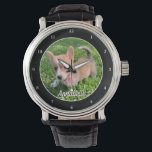 Reloj De Pulsera Foto de perro personalizada Monograma Mascota mode<br><div class="desc">Personalice con la fotografía de su propio perro en este lindo y moderno reloj de mascota y personalizar con su nombre en la parte inferior. Un hermoso regalo de reloj de pulsera personalizado para que el dueño de un perro o gato inmortalice su amor. Bordeado de negro con números blancos....</div>