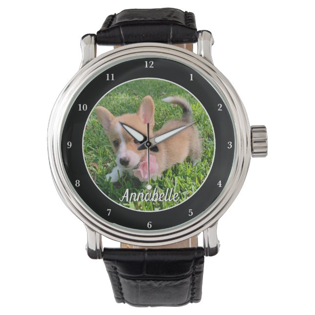 Reloj De Pulsera Foto de perro personalizada Monograma Mascota mode (Anverso)