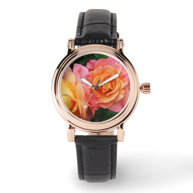 Reloj De Pulsera Foto de rosas oscuros y coloridos (Anverso)