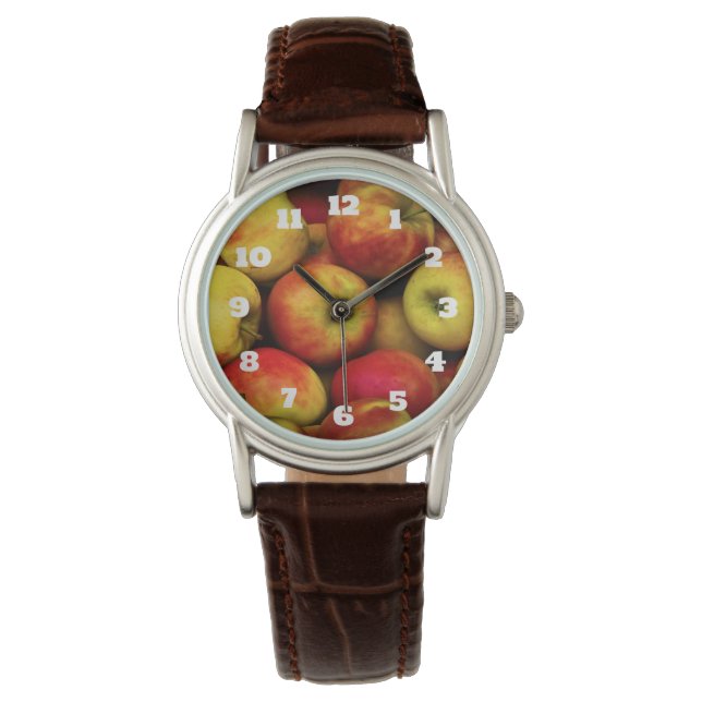 Reloj De Pulsera Foto de un Bushel de manzanas amarillas y rojas (Anverso)