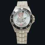 Reloj De Pulsera Foto del 25º aniversario<br><div class="desc">Fotos personalizadas para tu vigésimo quinto aniversario de boda (¡o personalizar para lo que quieras!). La plantilla está configurada para que agregue su propia foto y también puede editar todo el texto si lo desea. El texto se encuentra sobre un borde semitransparente sobre la foto. El texto de la muestra...</div>
