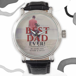 Reloj De Pulsera Foto del Día del Padre por la Tipografía Roja del 