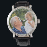Reloj De Pulsera Foto del hijo de mi abuelo y yo<br><div class="desc">Mi y mi abuelo. Foto personalizada. Texto blanco personalizado.</div>