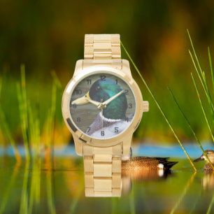 Reloj De Pulsera Foto del pato verde con cabeza mallorquina