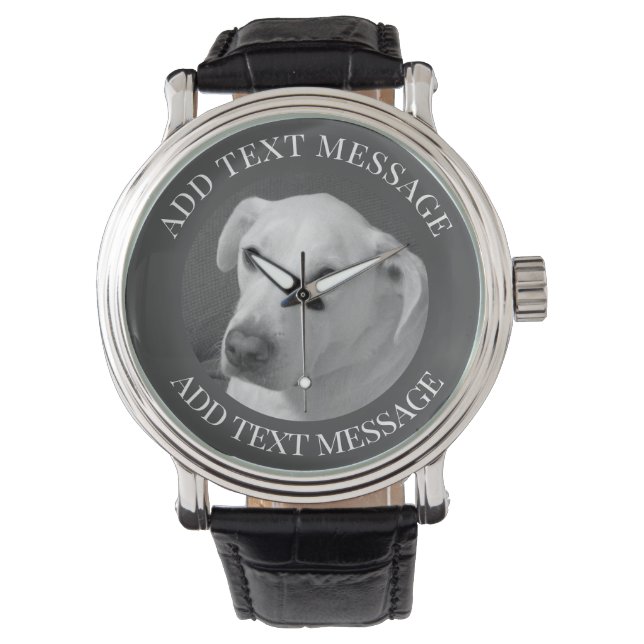 Reloj De Pulsera Foto en blanco y negro de un bello perro conmovedo (Anverso)