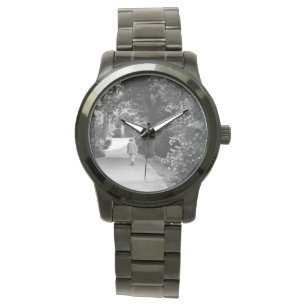 Reloj De Pulsera Foto en blanco y negro del hombre mayor en el parq