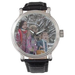 Reloj De Pulsera Foto familiar personalizada con números romanos