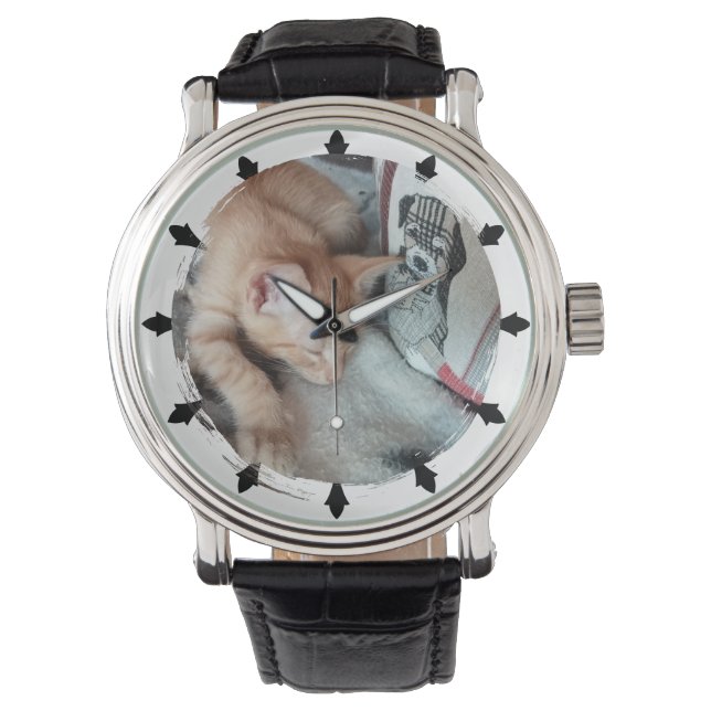 Reloj De Pulsera Foto. Gato, Redonda E- (Anverso)