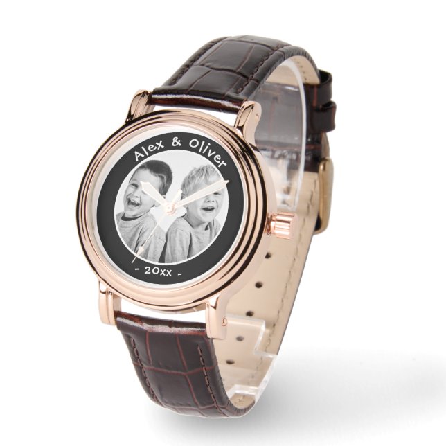 Reloj De Pulsera Foto moderna de la familia blanca y negra (Ángulo)