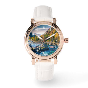 Reloj De Pulsera Foto panorámica del río y las montañas