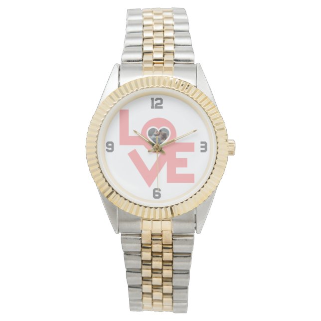 Reloj De Pulsera Foto personalizada de Valentines Couple Heart Pers (Anverso)