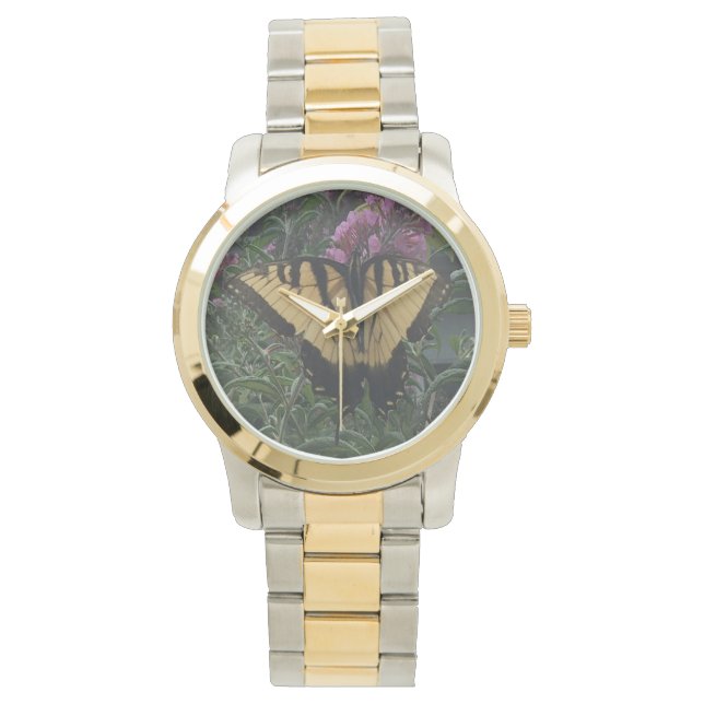 Reloj De Pulsera Foto personalizada Mariposa amarilla y negra (Anverso)