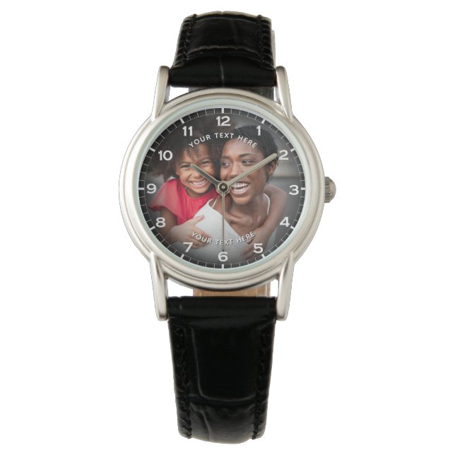 Reloj De Pulsera Foto personalizada moderna y texto Personalizado d (Anverso)