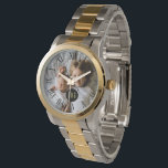 Reloj De Pulsera Foto personalizada | Monograma | Números romanos<br><div class="desc">Sube tu foto favorita de Instagram,  tu teléfono o tu computadora a este reloj personalizado que muestra tu monograma dentro de un marco de círculo negro centrado en el medio. En los bordes exteriores del reloj hay altos y elegantes números romanos en un estilo atrevido.</div>