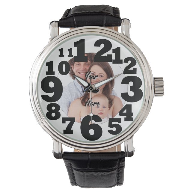 Reloj De Pulsera Foto personalizada numerada grande (Anverso)