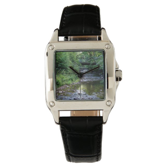 Reloj De Pulsera Foto personalizada Sunlit Serenity Mountain Creek (Anverso)