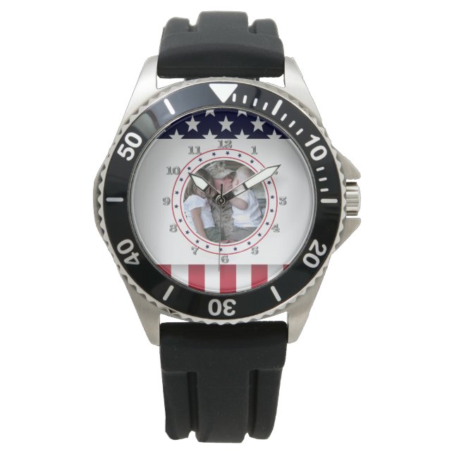 Reloj De Pulsera Foto personalizado Familia Militar Bandera de Esta (Anverso)