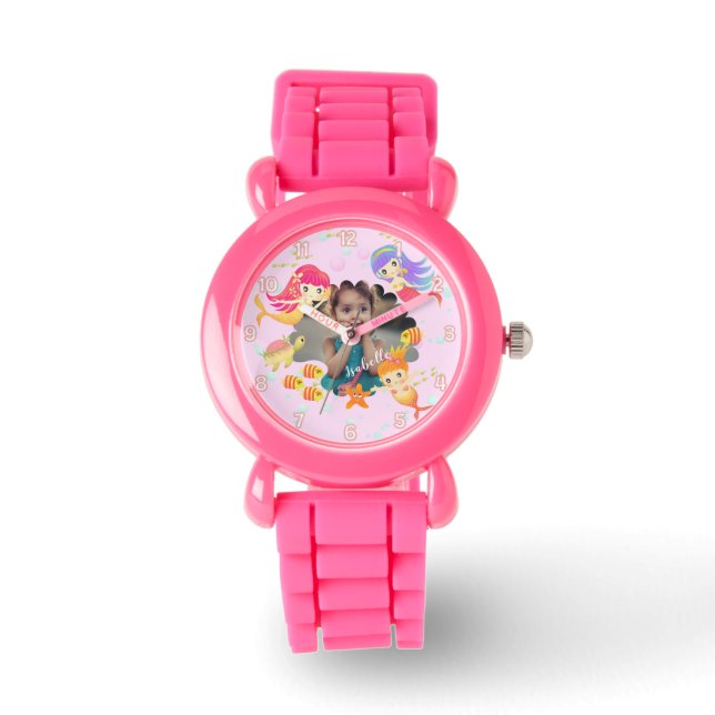 Reloj De Pulsera Foto rosa de Mermaids (Anverso)