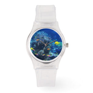 Reloj De Pulsera Foto submarina de peces tropicales amarillos