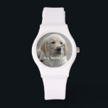 Reloj De Pulsera Foto y nombre del perro recuperador de oro persona<br><div class="desc">Personalice este keepsake con la foto y el nombre de su perro o cachorro (u otra foto/nombre de otro mascota o persona). El texto dice "Mejor perro nunca" o agrega tu propio texto - Amamos a Daisy (el nombre del perro), el cumpleaños del perro o el día de pasar. Simplemente...</div>