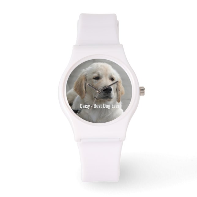Reloj De Pulsera Foto y nombre del perro recuperador de oro persona (Anverso)