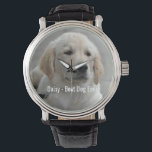 Reloj De Pulsera Foto y nombre del perro recuperador de oro persona<br><div class="desc">Personalice este keepsake con la foto y el nombre de su perro o cachorro (u otra foto/nombre de otro mascota o persona). El texto dice "Mejor perro nunca" o agrega tu propio texto - Amamos a Daisy (el nombre del perro), el cumpleaños del perro o el día de pasar. Simplemente...</div>
