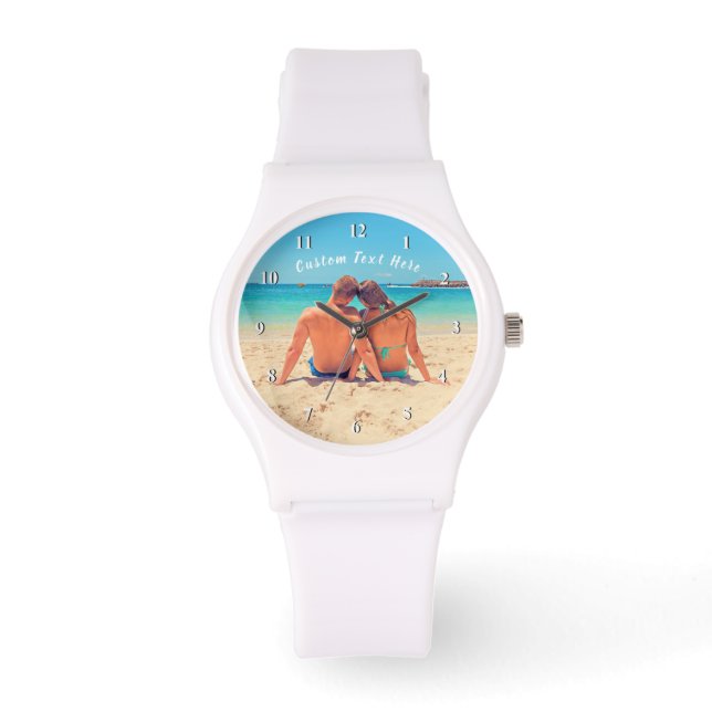 Reloj De Pulsera Foto y texto personalizado - Su propio diseño - Ve (Anverso)