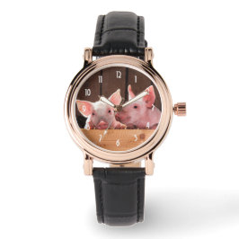 Reloj De Pulsera Fotografía animal de lechones rosados