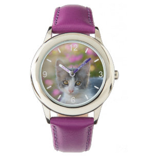 Reloj De Pulsera Fotografía de gato con fluidez de gatito con color
