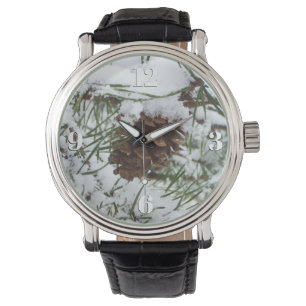 Reloj De Pulsera Fotografía de la naturaleza de la nieve de Pine Co