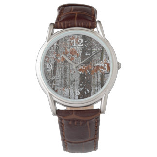 Reloj De Pulsera Fotografía de naturaleza invernal de robles cubier