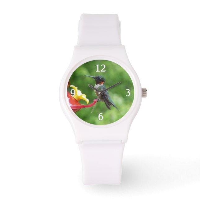 Reloj De Pulsera Fotografía de pájaro húmedo con trompetas de rubí (Anverso)