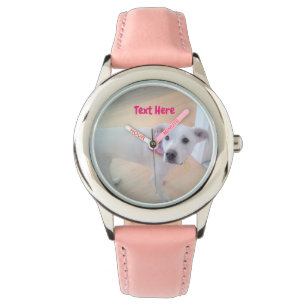 Reloj De Pulsera Fotografía de un dulce lechoso perro picante blanc