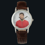 Reloj De Pulsera Fotografía del novio del marido<br><div class="desc">Plantilla para tu propia foto de un novio,  hombre,  esposo. Con un nombre (x4) Un gran regalo de cumpleaños,  un regalo de boda o un placer para ella. Texto negro.</div>