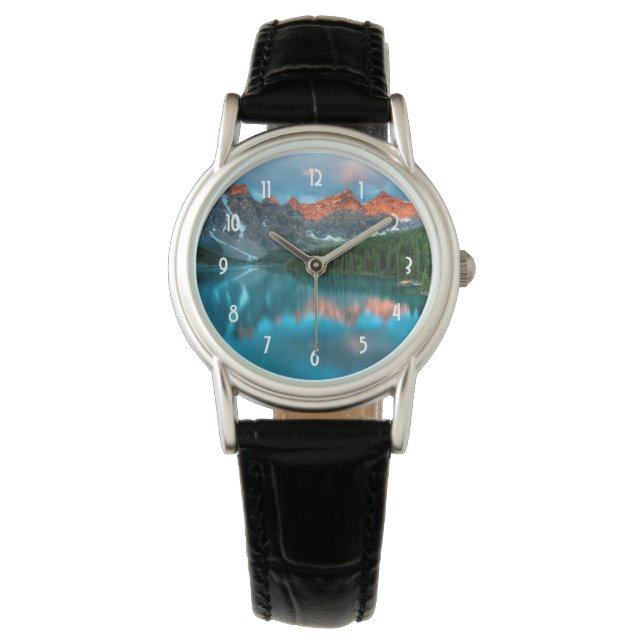 Reloj De Pulsera Fotografía paisajística de Montaña y Lago Escénico (Anverso)