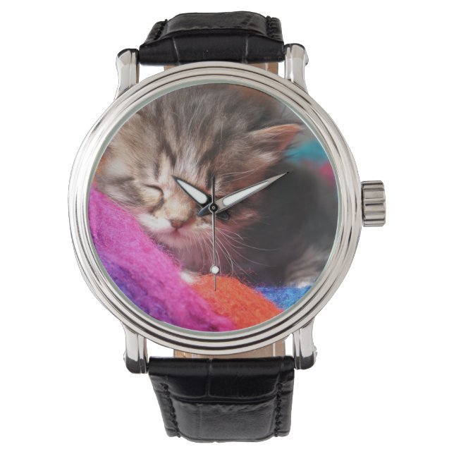 Reloj De Pulsera Fotógrafo gatito con sueño suave (Anverso)