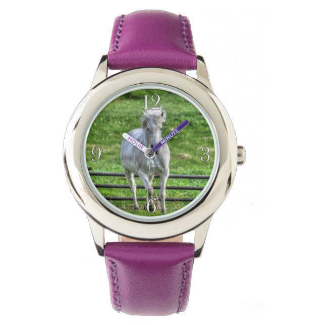 Reloj De Pulsera Fotos del equino blanco de caballo que balancean (Anverso)