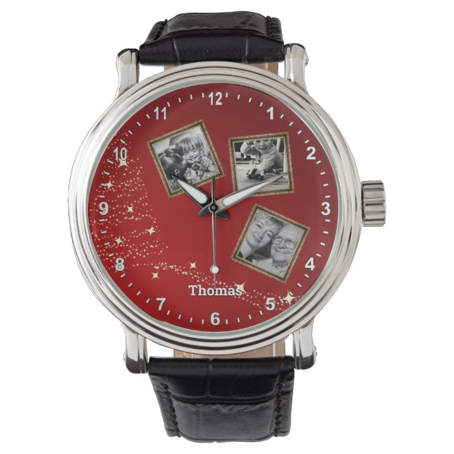 Reloj De Pulsera Fotos familiares de Navidad / personalizadas (Anverso)