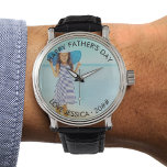Reloj De Pulsera Fotos personalizados y Día de los Padres Saludante<br><div class="desc">Reloj fotográfico personalizado - perfecto para cualquier ocasión. La plantilla de fotos está configurada para que subas tu propia foto y también puedes editar todo el texto. El texto de la muestra dice "amor feliz del día del padre por [nombre] ・ [año]", todo lo cual puede ser personalizado. La foto...</div>