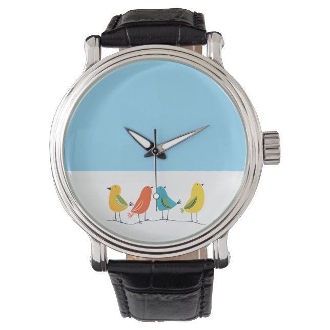 Reloj De Pulsera Four Birds Perched on a Twig (Anverso)