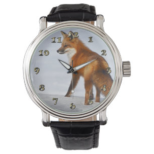 Reloj De Pulsera Fox roja en nieve invernal