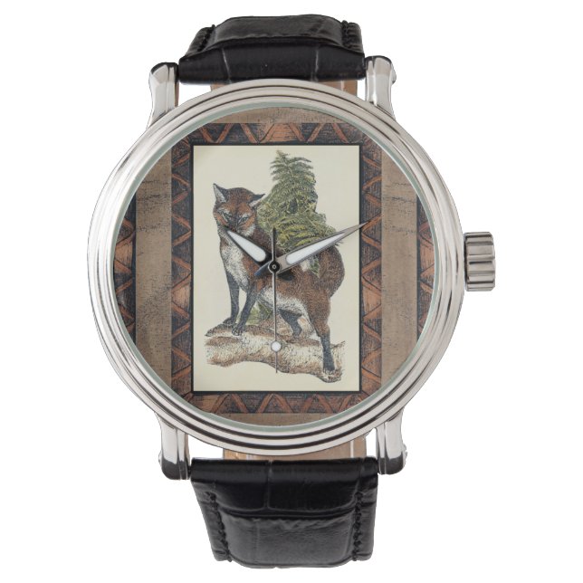 Reloj De Pulsera Fox Rústica pisando un tronco de árbol (Anverso)