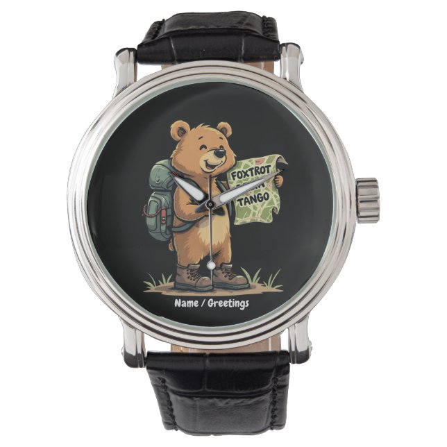 Reloj De Pulsera Foxtrots Deltas Tangos Funny Bear Retro Gráfico (Anverso)